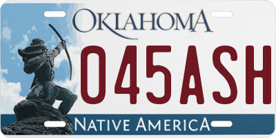 OK license plate 045ASH