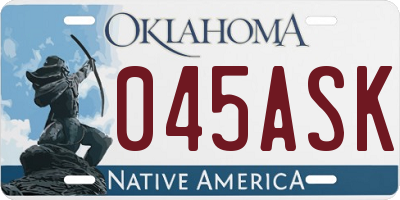 OK license plate 045ASK