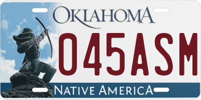 OK license plate 045ASM