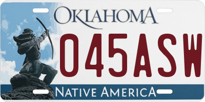 OK license plate 045ASW