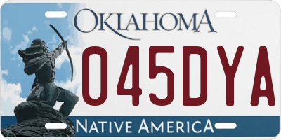 OK license plate 045DYA
