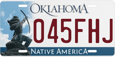 OK license plate 045FHJ