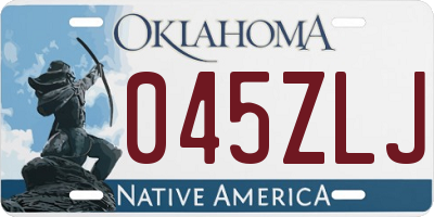 OK license plate 045ZLJ