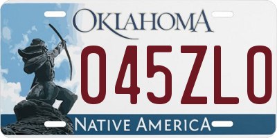 OK license plate 045ZLO