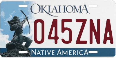 OK license plate 045ZNA