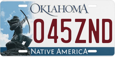 OK license plate 045ZND