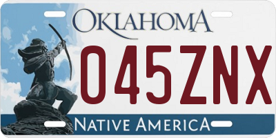OK license plate 045ZNX