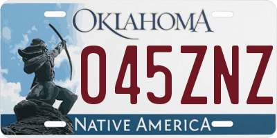 OK license plate 045ZNZ