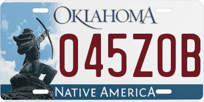 OK license plate 045ZOB