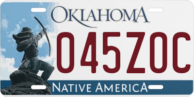 OK license plate 045ZOC