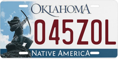 OK license plate 045ZOL