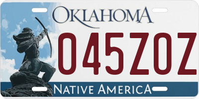 OK license plate 045ZOZ