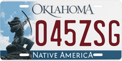 OK license plate 045ZSG