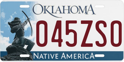 OK license plate 045ZSO