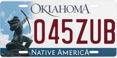 OK license plate 045ZUB