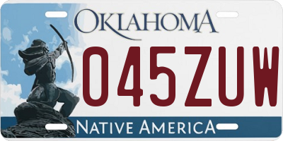 OK license plate 045ZUW