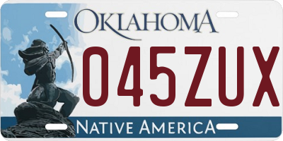 OK license plate 045ZUX