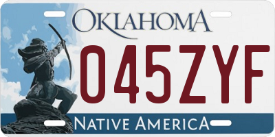 OK license plate 045ZYF