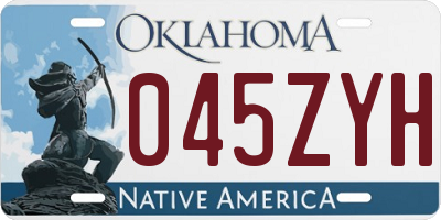 OK license plate 045ZYH