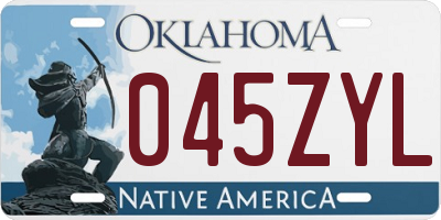 OK license plate 045ZYL