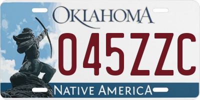 OK license plate 045ZZC