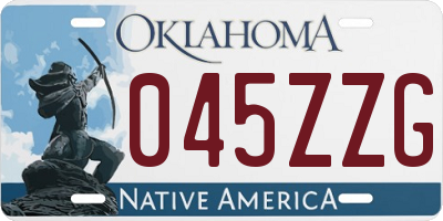 OK license plate 045ZZG
