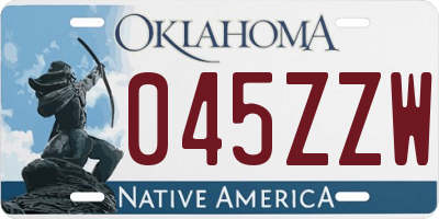 OK license plate 045ZZW