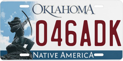 OK license plate 046ADK
