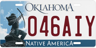 OK license plate 046AIY