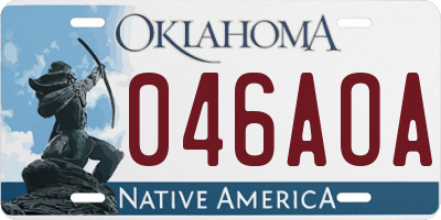 OK license plate 046AOA