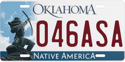 OK license plate 046ASA