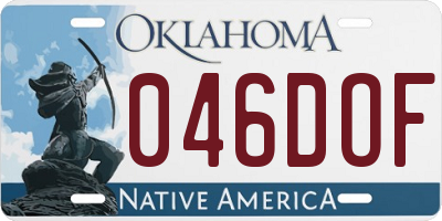 OK license plate 046DOF