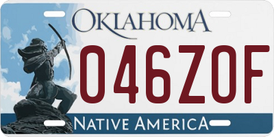 OK license plate 046ZOF