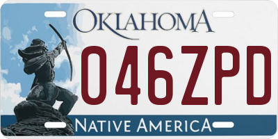 OK license plate 046ZPD