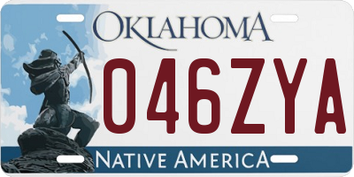 OK license plate 046ZYA
