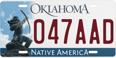 OK license plate 047AAD