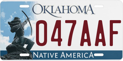 OK license plate 047AAF