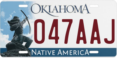 OK license plate 047AAJ