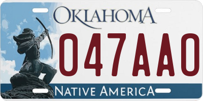OK license plate 047AAO