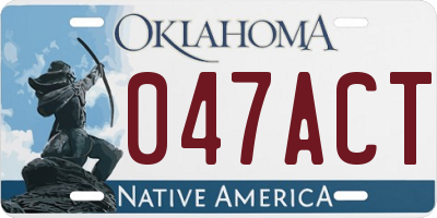 OK license plate 047ACT