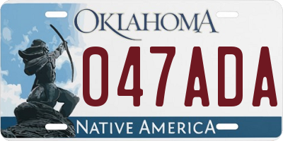 OK license plate 047ADA