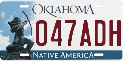 OK license plate 047ADH