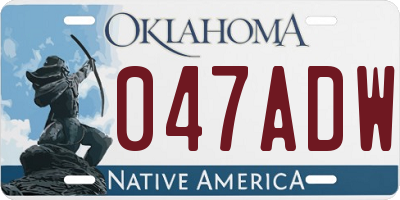 OK license plate 047ADW