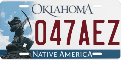 OK license plate 047AEZ