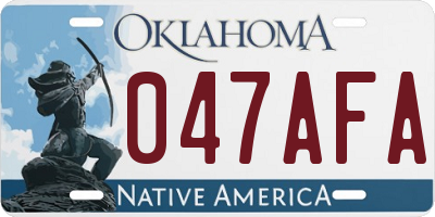 OK license plate 047AFA
