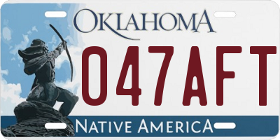 OK license plate 047AFT