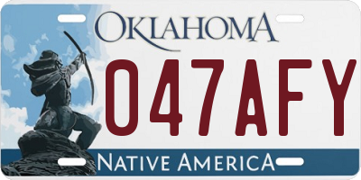 OK license plate 047AFY