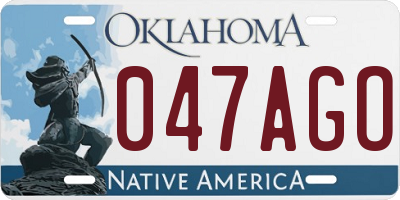 OK license plate 047AGO