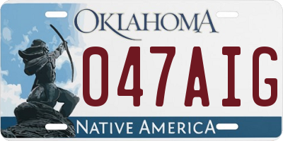 OK license plate 047AIG