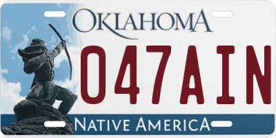OK license plate 047AIN